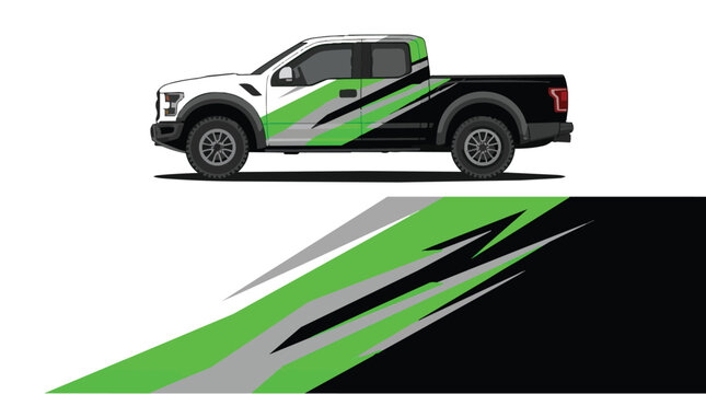 Car Wrap Design with Aggressive Green Black Racing Livery