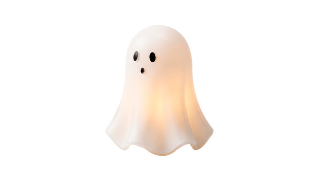 Glowing Ghost Halloween Table Lamp, No Background, Transparent PNG
