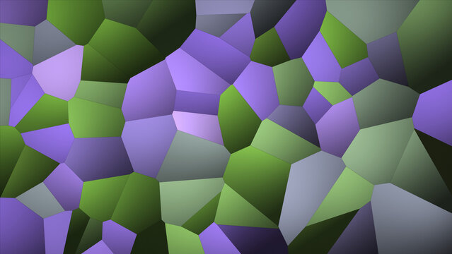 Geometric Voronezh Polygonal Cells Background in Purple and Green