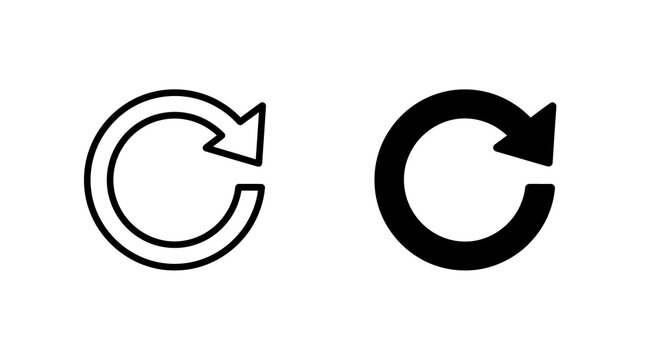 Refresh and reload circular arrow icon in outline and solid style.