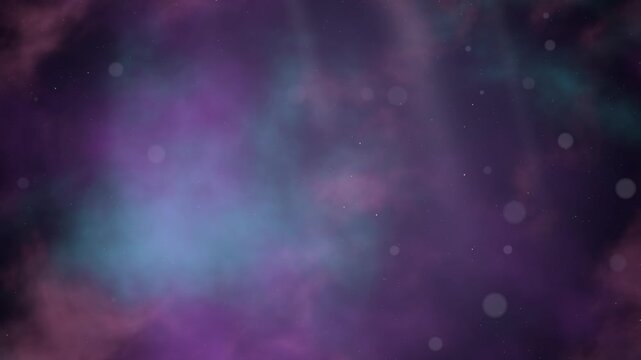 Nebula drift seamless loop purple pink teal space clouds calm meditation soft cosmic haze drifts slowly with gentle light rays for yoga classes meditation apps wellness brands and relaxation music