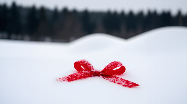 red heart on the snow