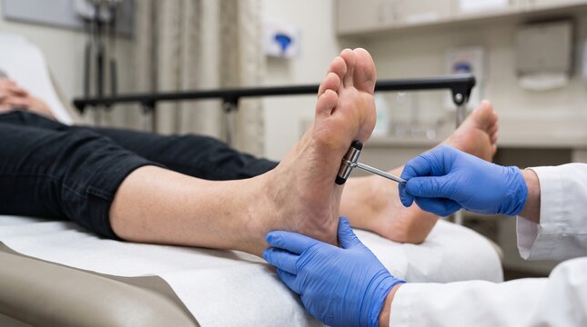 Performing a Plantar Reflex Test During a Neurological Examination