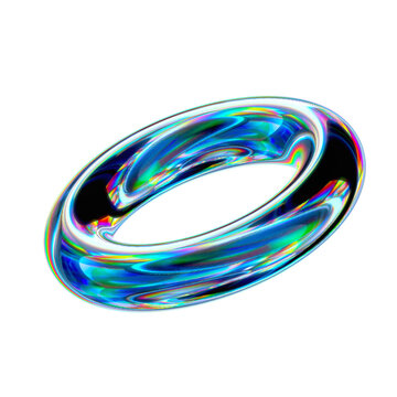 Iridescent torus ring isolated, 3D render