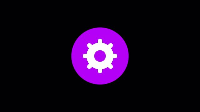 Magenta settings icon featuring diagonal shine animation for system configuration and control panel user interface software, high quality video footage settings, shine, gear, config, control
