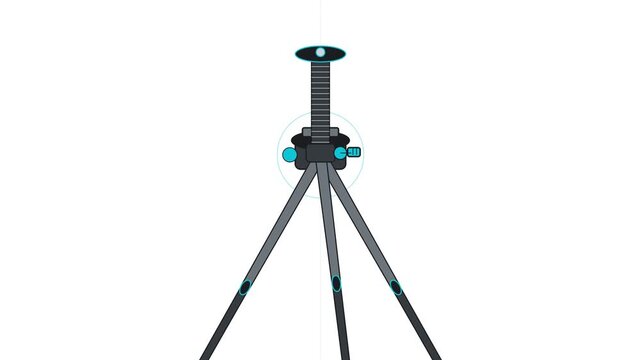 Animated Tripod Extending Vertically with Height Measurement Line
