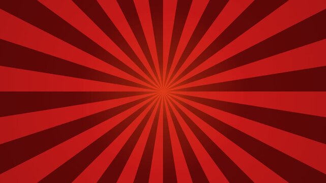 Sunburst Rays Rotating in Continuous Motion with Alternating Crimson Stripes for Retro Comic Background