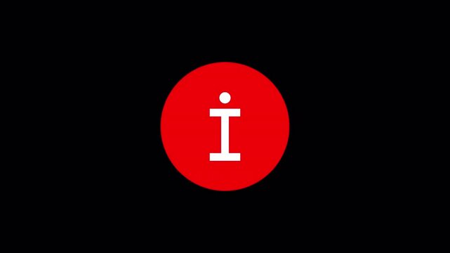 Red info symbol icon featuring diagonal shine animation for help systems and documentation software applications, high quality video footage info, shine, information, help, support