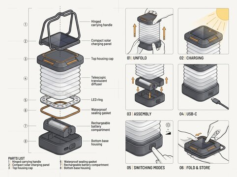 Foldable Solar Camping Lantern User Manual