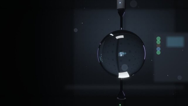 Crystals Growing Inside Floating Liquid Drop in Orbital Space Lab Animation