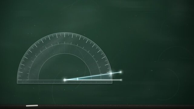 Protractor Measuring Acute Right and Obtuse Angles on Chalkboard Seamless Loop