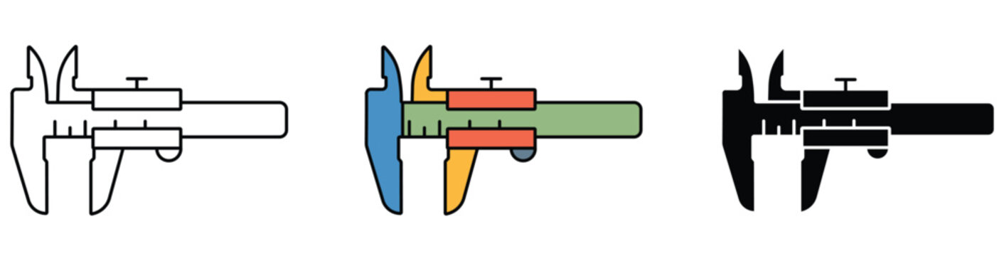 Caliper measuring tool vector icon for engineering and precision work