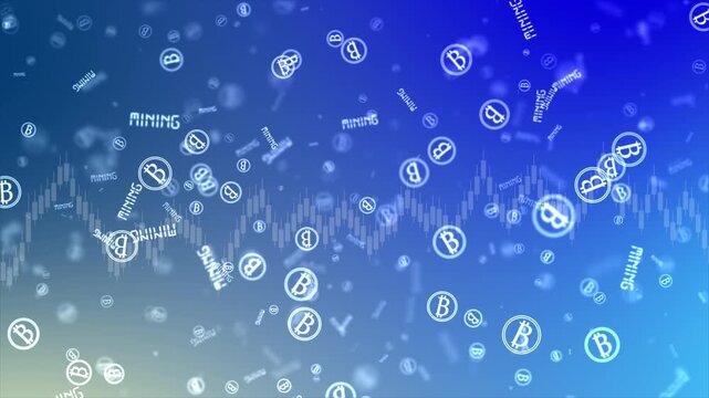 Cinematic animation depicting the Bitcoin symbol being assembled from mined data blocks. Broadcast quality 4K UHD