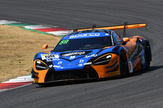 Scarperia, Italy - July 24th 2026: McLaren 720S GT3 of team RAPTOR ENGINEERING drive by Cazzaniga-MacDonald in action during Italian Championship GT Endurance race event at Mugello Circuit.