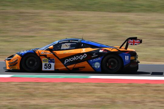 Scarperia, Italy - July 24th 2026: McLaren 720S GT3 of team RAPTOR ENGINEERING drive by Cazzaniga-MacDonald in action during Italian Championship GT Endurance race event at Mugello Circuit.