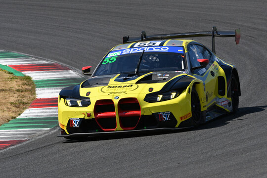 Scarperia, Italy - July 24th 2026: BMW G82 M4 GT3 of team NOVA RACE EVENTS drive by Ebrahim-Ferati in action during Italian Championship GT Endurance race event at Mugello Circuit.