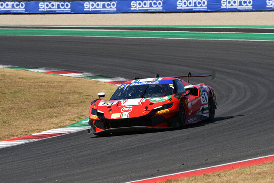Scarperia, Italy - July 24th 2026: Ferrari 296 GT3 of team SPIRIT OF RACING drive by Duran-Perel in action during Italian Championship GT Endurance race event at Mugello Circuit.