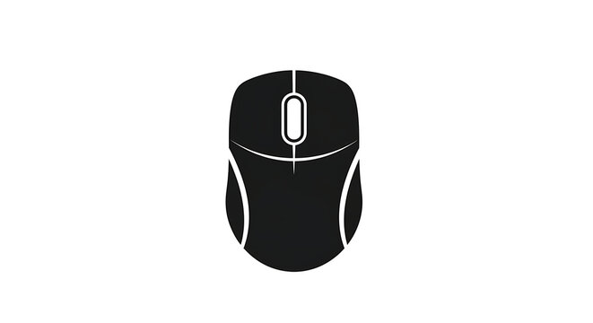 Black computer mouse icon isolated on transparent background for