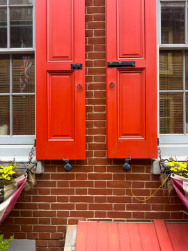 Close-up of Windows and Shutters of a Colonial House