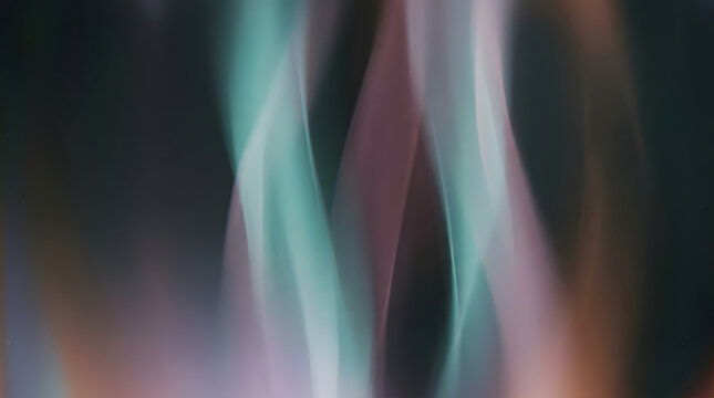 Abstract blurred vertical light streaks in soft teal, lavender, and warm amber tones against a dark background create a dreamy ethereal mood perfect for modern digital backgrounds, presentations