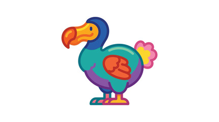 Colorful dodo bird illustration with outlined form a distinctive silhouette © Ambiya