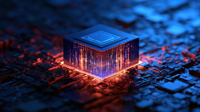 Central Computer Processor CPU, Quantum computer, data processing concept - 3d illustration
