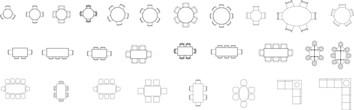 seat plan, floor plan, architectural plan, seat map, blueprint, interior design, furniture, symbol, chair, table, sofa, home, seminar, restaurant, school, conference table, editable stroke, vector