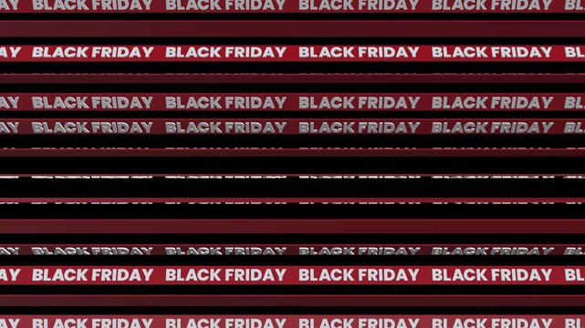 Red ribbon caution tape with Black Friday text overlay on transparent background for shopping promo