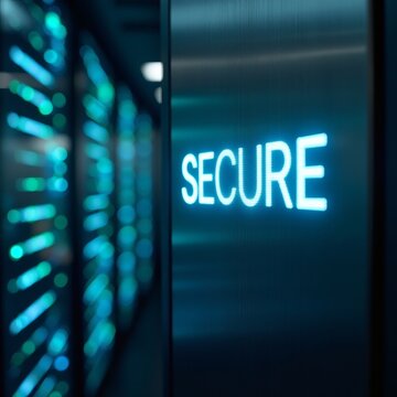 Premium dark cyber technology background with laser etched secure text