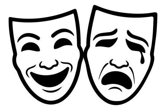 Theater masks comedy and tragedy clip art illustration