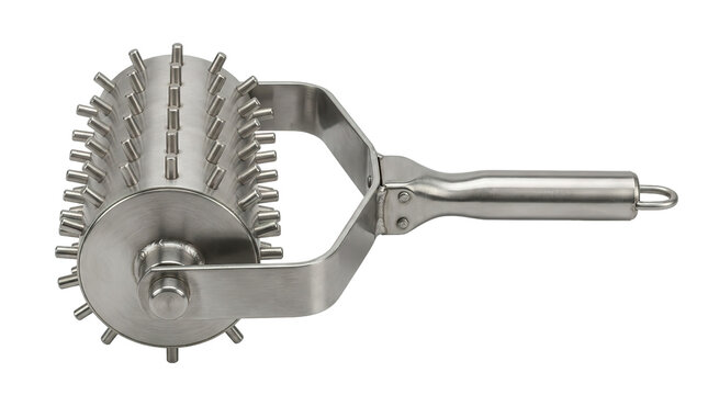 Stainless steel meat tenderizer roller with spikes for even cooking