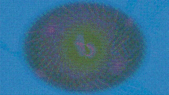Abstract Voronoi Cells with Cross Hatching in Violet and Orange Loop