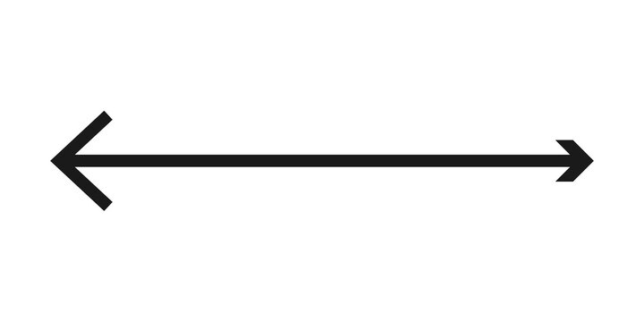 Black double arrow horizontal directional line shape isolated on transparent background
