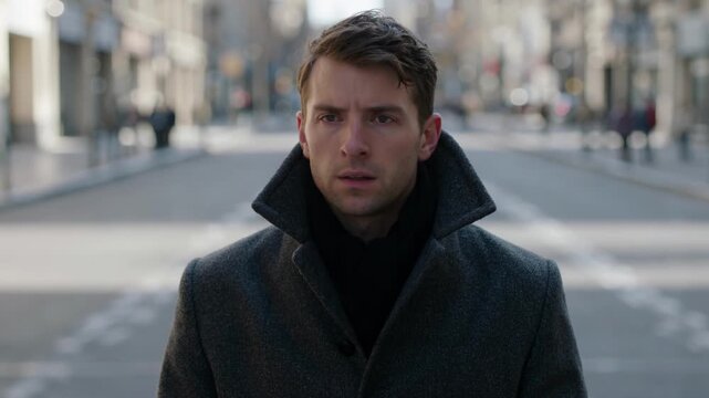 Young Adult Male As Main Subject Standing In Foreground With Neutral To Slightly Concerned Expression On Face Hair Styled Casual