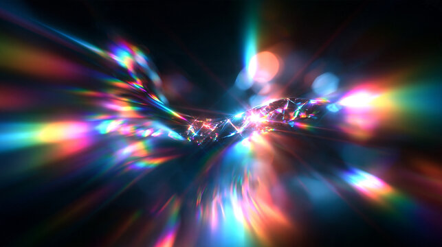 Abstract Prism Light Refraction with Rainbow Crystal Glow