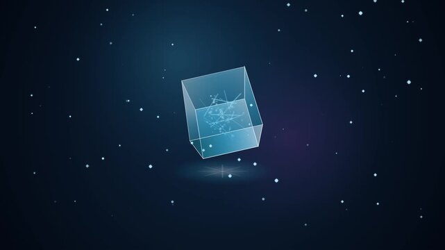 Rotating ice cube motion graphic with a clean, icy appearance