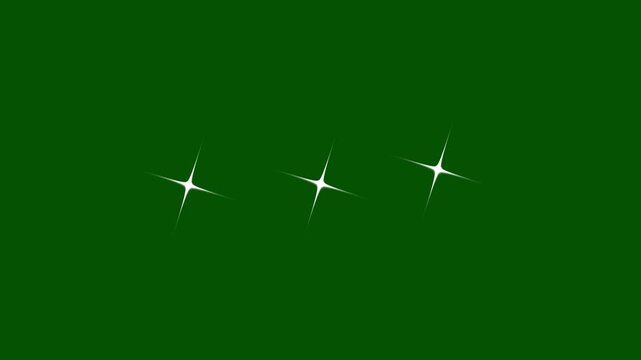 4k Twinkling stars animation, white cartoon blinking stars, flat vector doodles, sparkle glitter light effect, stars blinking sparkle cute animation, twinkling star effect on green screen.