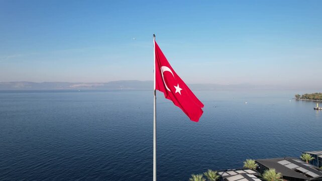 turkish flag with blue sky
