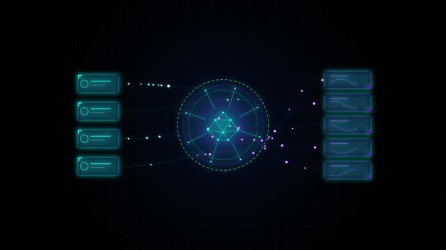 Abstract digital data processing and analysis with ai neural network core and information flow