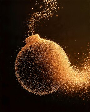 Golden Christmas Ornament Made of Sparkling Light Particles