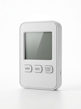 White digital timer with buttons for minutes, seconds and start stop
