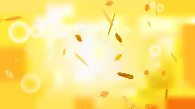 Falling Autumn Leaves with Golden Bokeh Light Background Motion Animation
