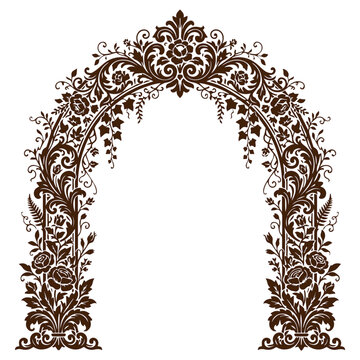 Ornate floral archway frame with roses and decorative leaves