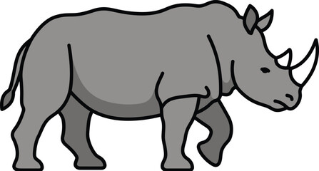 Rhinoceros vector illustration, grey rhino side view profile, minimalist wild animal icon for wildlife conservation and education projects © MuhammadShahryar