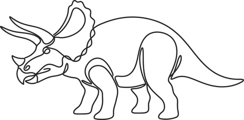 Continuous line triceratops dinosaur vector, minimalist prehistoric animal line art, modern black and white dinosaur illustration for branding © MuhammadShahryar