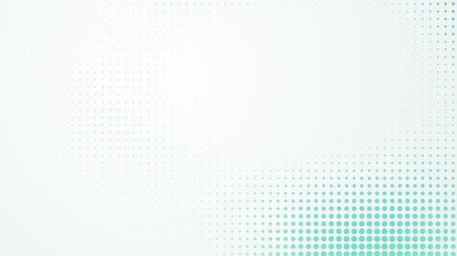 Abstract video clip showing a gradual transition of teal dots appearing and fading on a white background