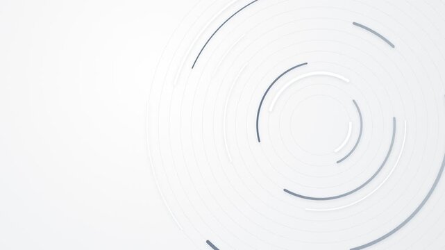 Abstract concentric circles animation loop with evolving segments on a clean white background