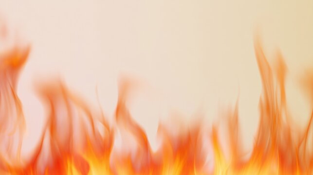 Orange flames rise along the lower edge against a pale background