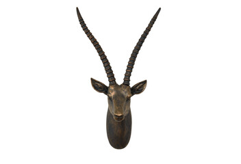 Bronze antelope head sculpture on transparent background © PNG Lab