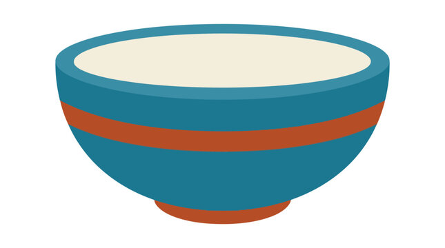 Ceramic bowl with orange stripe flat vector illustration on white background
